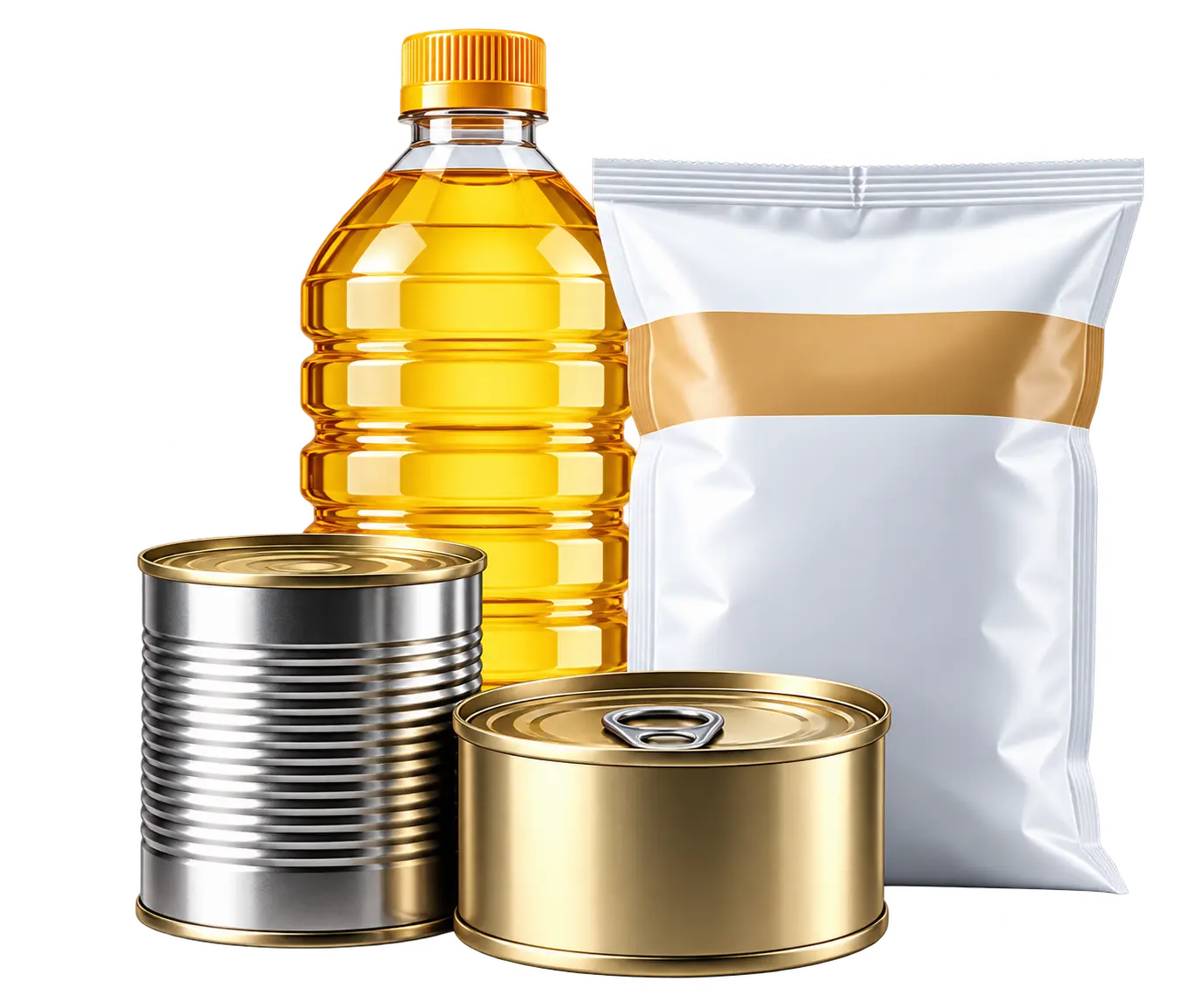 Latas, aceite y empaques de alimentos